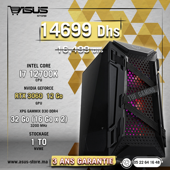 PC GAMER INTEL CORE i7 12700K-RTX 3060 – Asus Store Maroc - Setup Gamer &  Composant