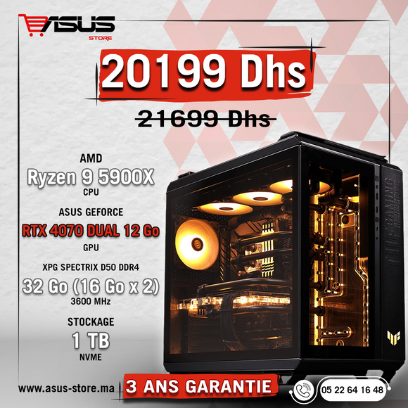 PC GAMER AMD RYZEN 9 5900X-RTX 4070 – Asus Store Maroc - Setup
