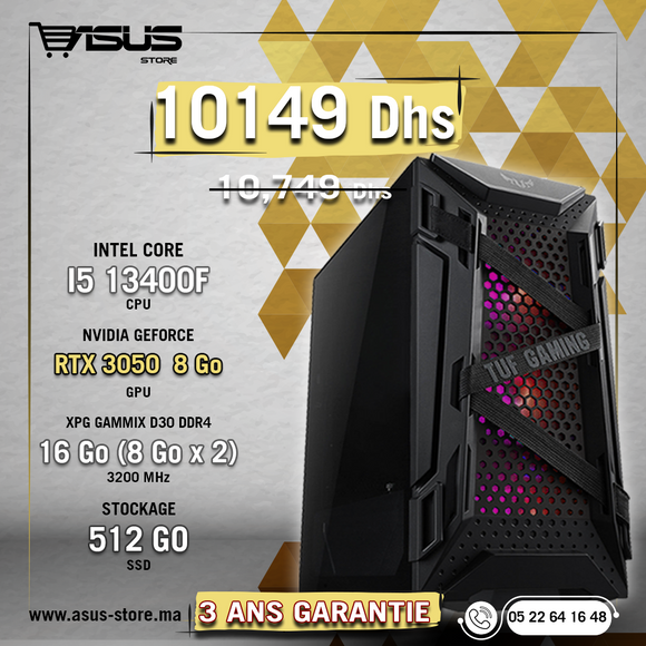 PC GAMER INTEL CORE i5 13400F-RTX 3050 – Asus Store Maroc - Setup Gamer &  Composant