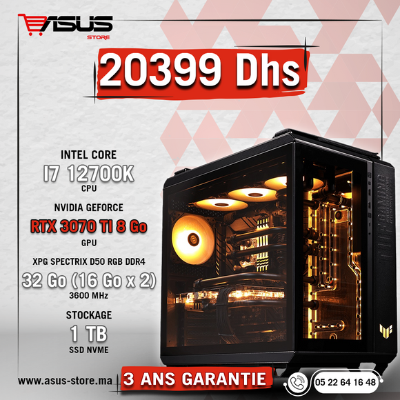 PC GAMER INTEL CORE I7-12700K-RTX 3070Ti – Asus Store Maroc