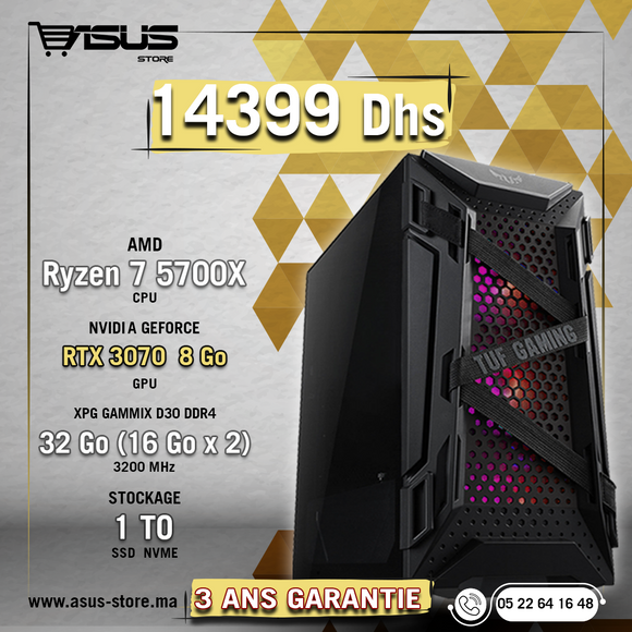 PC GAMER AMD RYZEN 7 5700X-RTX 3070 – Asus Store Maroc - Setup Gamer &  Composant