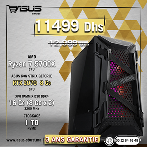 PC GAMER AMD RYZEN 5700X-RTX 2070 – Asus Store Maroc Setup