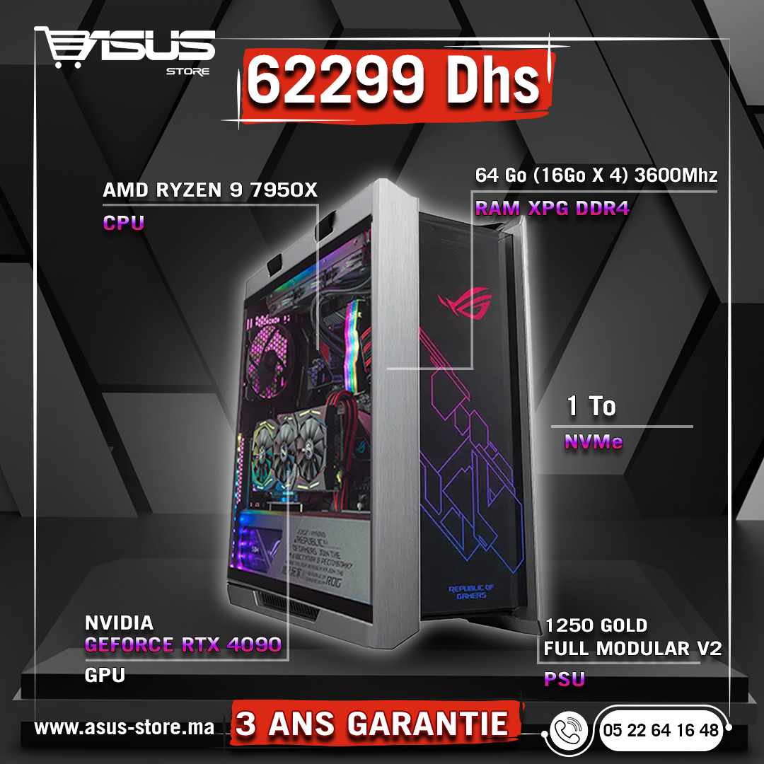 WORKSTATION GAMER AMD RYZEN 9 7950X - RTX 4090 – Asus Store Maroc