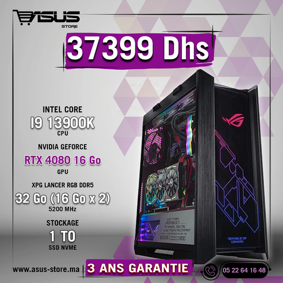 PC GAMER INTEL CORE i9-13900K - RTX 4080 – Asus Store Maroc - Setup Gamer &  Composant