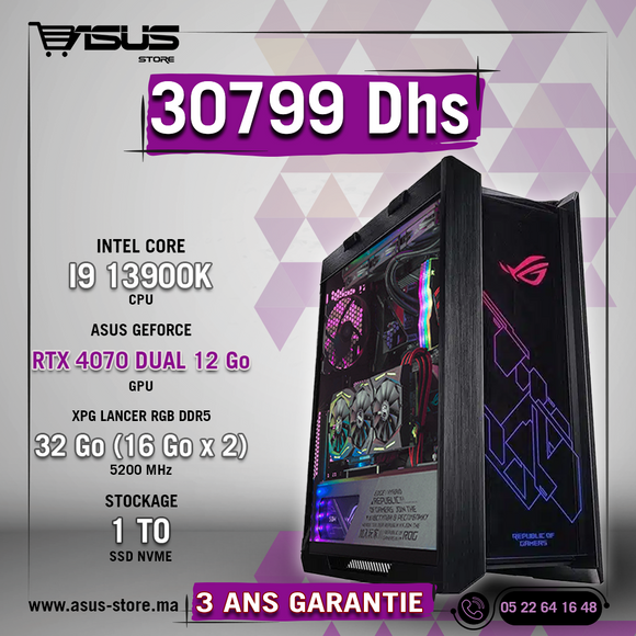 PC GAMER INTEL CORE i9-13900K - RTX 4070 – Asus Store Maroc