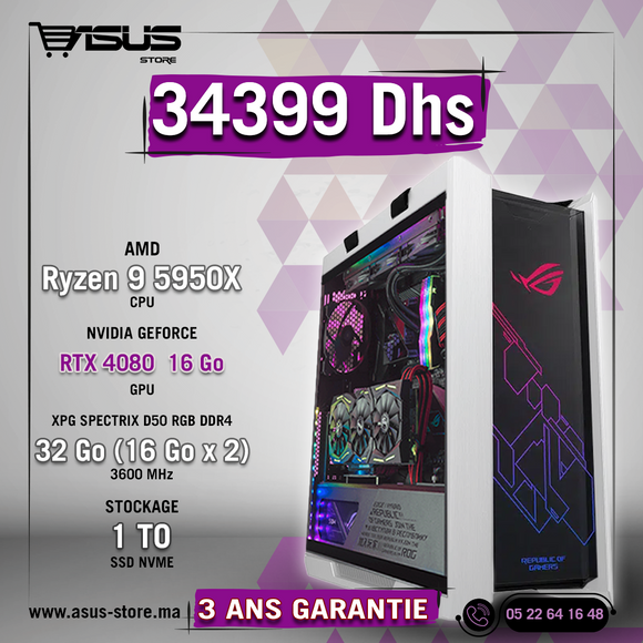 PC GAMER AMD RYZEN 9 5950X-RTX 4080 – Asus Store Maroc - Setup Gamer &  Composant