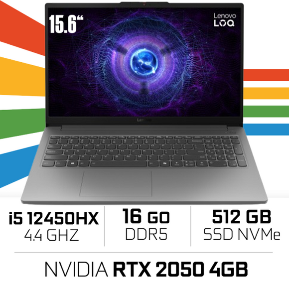 LENOVO LOQ 15IAX9E Intel i5-12450HX/16GB DDR5/512GB SSD/15.6″ 144Hz/RTX 2050 4GB