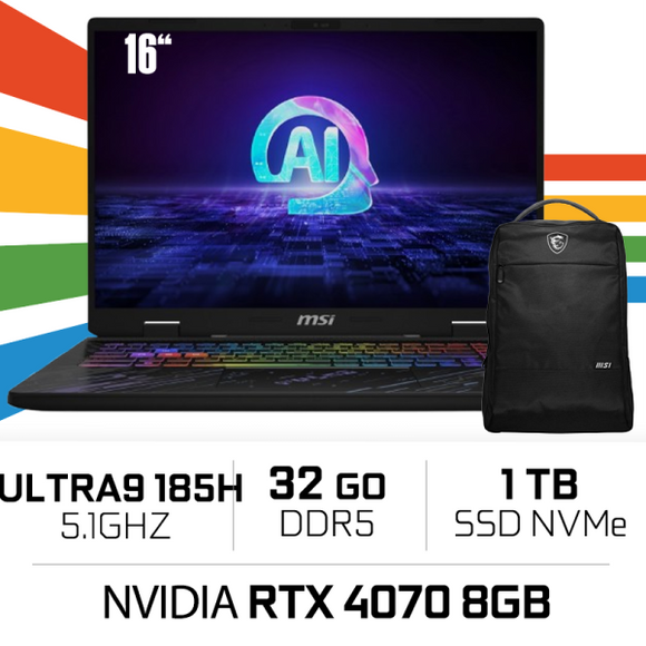 MSI PULSE 16 AI C1VFKG-082MA Intel Ultra 9 185H/32GB DDR5/1TB SSD/RTX 4070 8GB/16