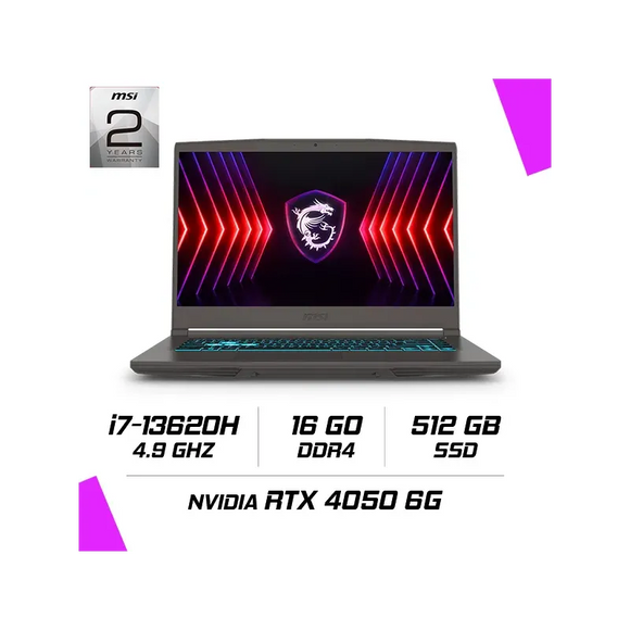 MSI-THIN-B13VE-2660XMA | 15.6(144Hz) | i7-13620H | 8GB*2 DDR4 | 512GB SSD Gen 4 | RTX 4050 | FDOS